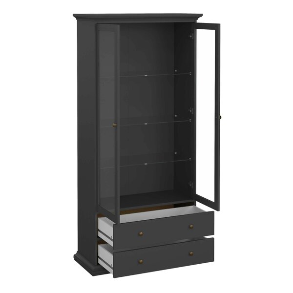 Wyld Haus Osaka Farmhouse Dark Grey Wooden China Cabinet 2 Drawers 2 Doors 3 Shelves