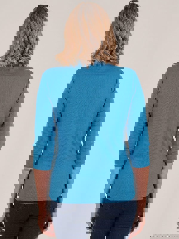 PennyPlain High Back V-neck Top - Wedgewood