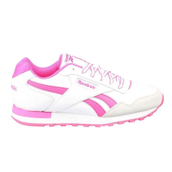 Reebok Childrens/Kids Glide Leather Flat Trainers - White/Pink - 