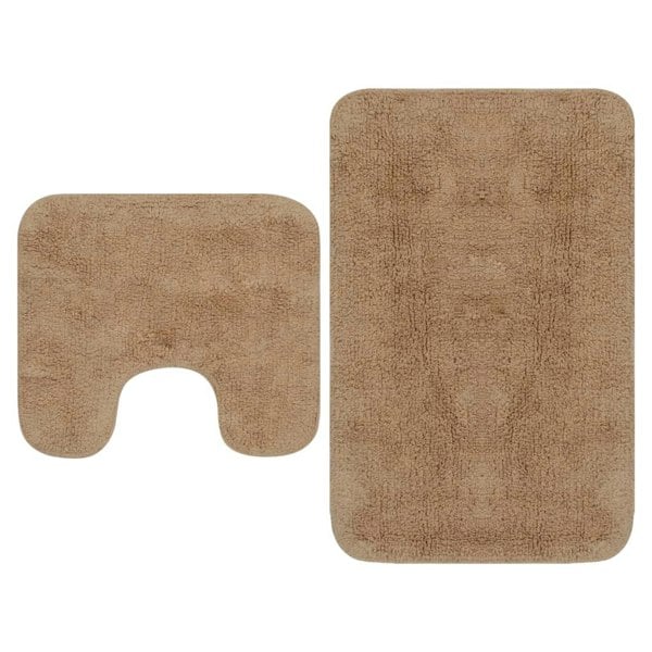 Berkfield Bathroom Mat Set 2 Pieces Fabric Beige