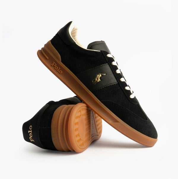 Polo Ralph Lauren Heritage Aera Mens Lace Up Suede Trainer Black