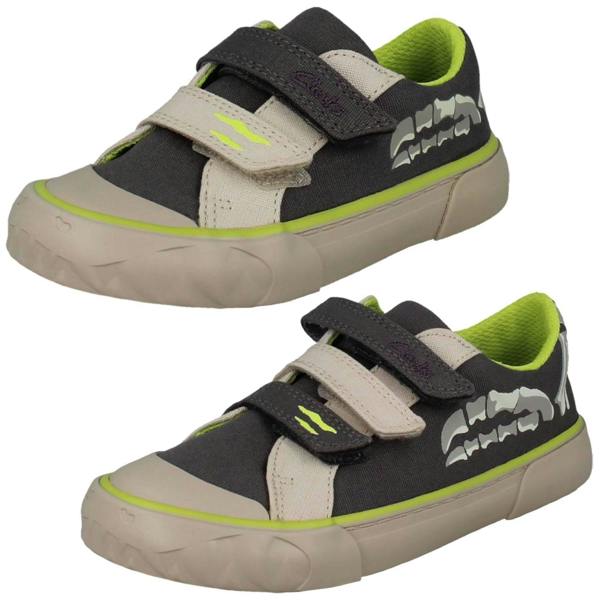 Clarks Boys Clarks Dinosaur Canvas Shoes Foxing Stomp