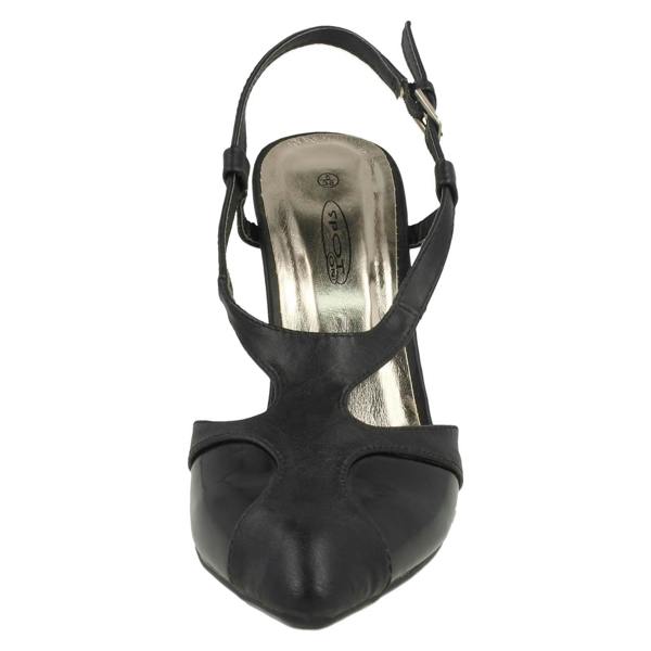 Spot On Ladies Spot On Heeled Ankle Sling Pointed Toe Court Shoes