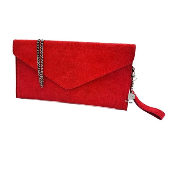 Kitise Genuine Italian Suede Envelope Style Cluth Bag Purse Flat Messenger Handbag