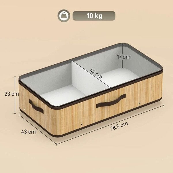 Bobobiy 72L Under Bed Storage with Wheels Pack of 2, Underbed Storage Box with Clear Lid Cover and Reinforced Handle, Natural