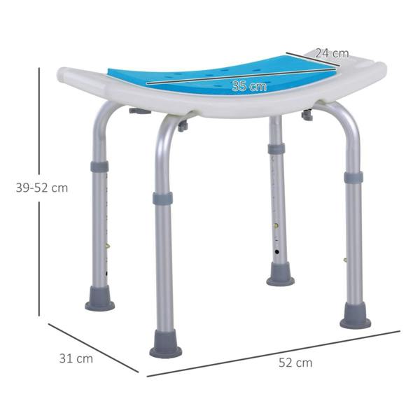Dyzi Adjustable Aluminium Bath Shower Stool Non-Slip Padded Seat Blue