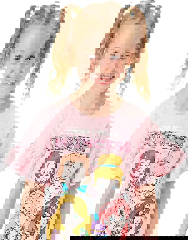 Disney Girls Pink Disney Princess Short Sleeve Short Leg Pyjama Set