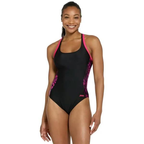Zoggs Mettle Pink Atomback Swimsut - Black/Pink