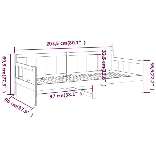 Berkfield Day Bed Solid Wood Pine 90x200 cm