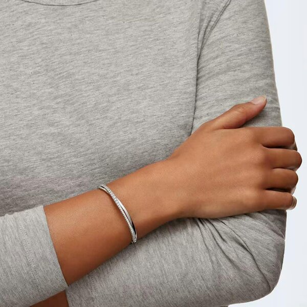 Swarovski Twist Cross Over White Crystal Bangle 5565210