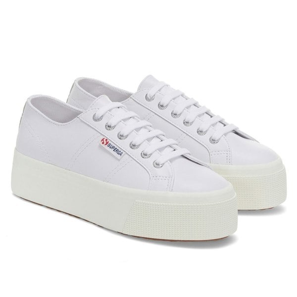 Superga Womens/Ladies 2790 Nappa Leather Trainers - Optical White Silver/Avorio