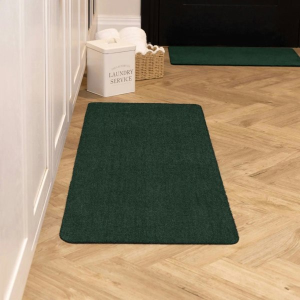 The Rugs Eco-Friendly Soft Washable Green Mat and Runner