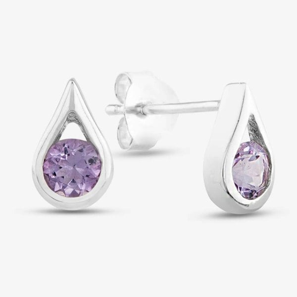 T. H. Baker Amethyst Set Silver Earrings GK-E205M