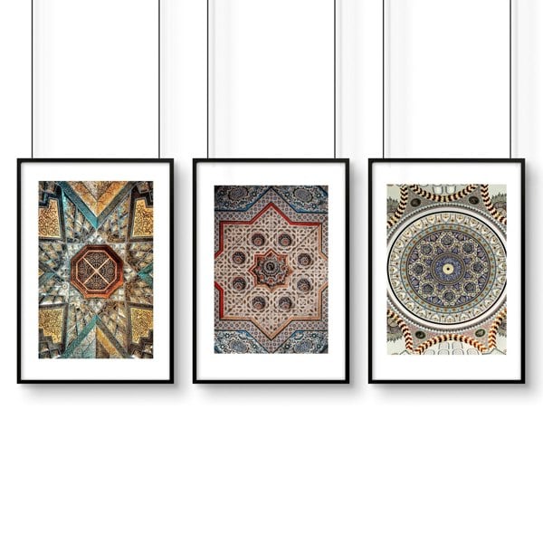 Geometric patterns in Islamic art | set of 3 prints for bedroom walls