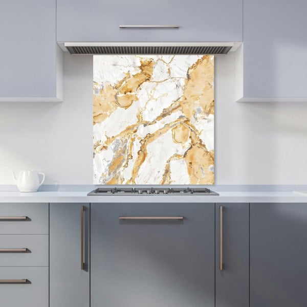 Warren Reed - Designer White And Gold Quartz Effect Kitchen Splashback