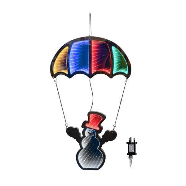 Samuel Alexander 60cm Infinity Light up Hanging Parachute Snowman Christmas Decoration with Multi-Coloured LEDs