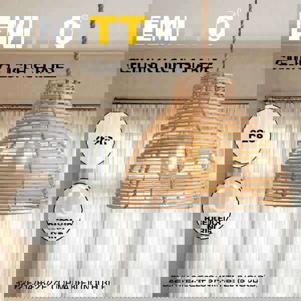 Emitto Ceiling Light Shade Wicker Basket Style Plastic Lampshade Pendant  2PCS