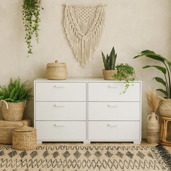 Wyld Haus Stuttgart Gloss White Chest of 6 Drawers