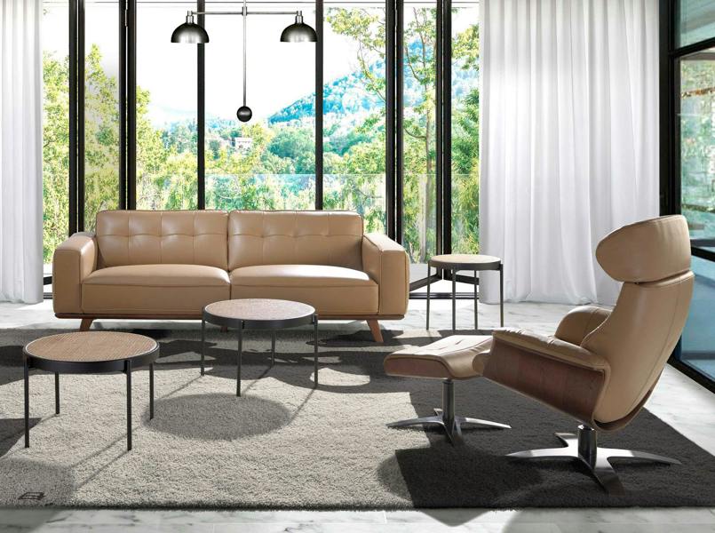 Angel Cerdá Sand leather swivel recliner armchair 5087