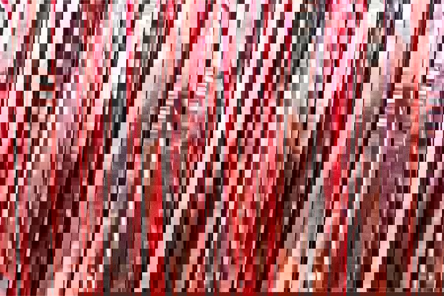 Cheetah Metallic Tinsel Curtain, 2M x 1M Rose Gold