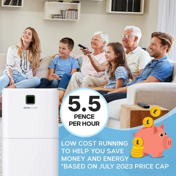 MONHOUSE 12L/Day Digital Dehumidifier - Sleep Mode 24HR Timer Portable Quiet