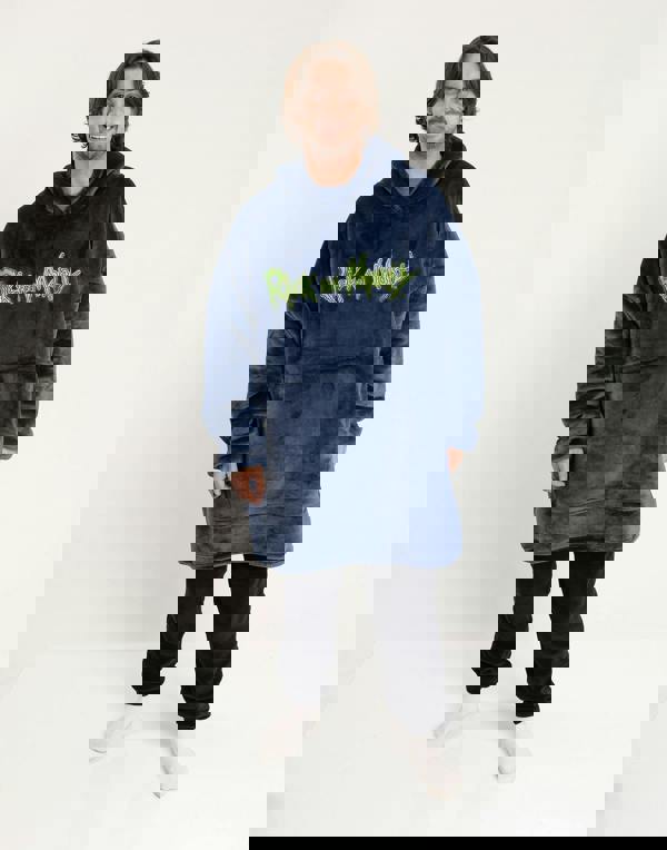 Rick And Morty Mens Black Character Blanket Hoodie (One Size)