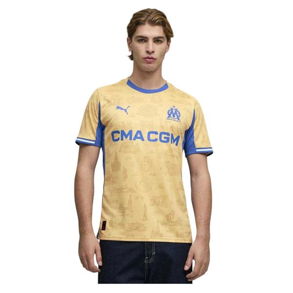 Puma Mens Olympique De Marseille FC Jersey - Gold/Royal Blue - 