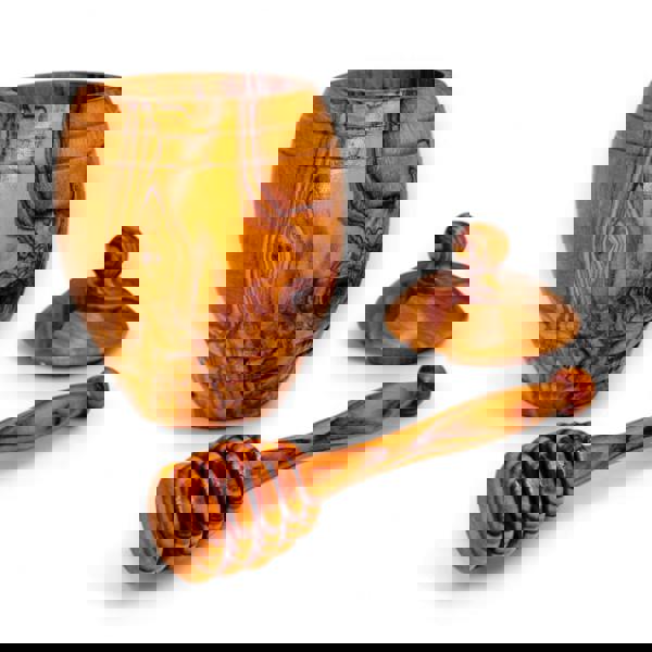 Bee Sweet – Olive Wood Honey Pot & Dipper