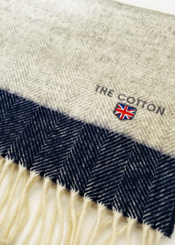 made in UK scarves for men - grey and blue colour - The Cotton