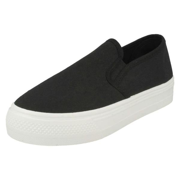 Spot On Ladies Spot On Platform Canvas Pumps F80522