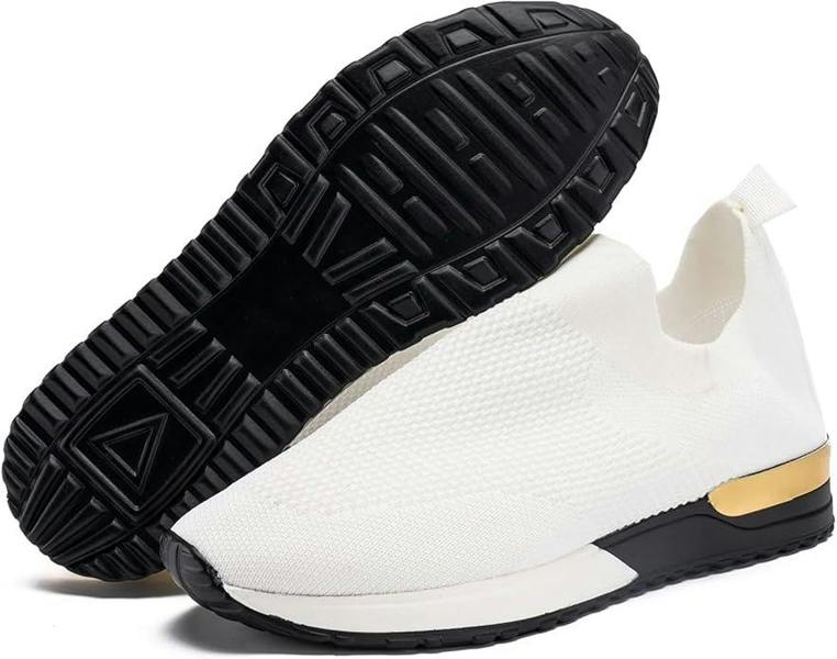 ATEK Ladies Slip On Wedge Trainers White UK 4 EU 37