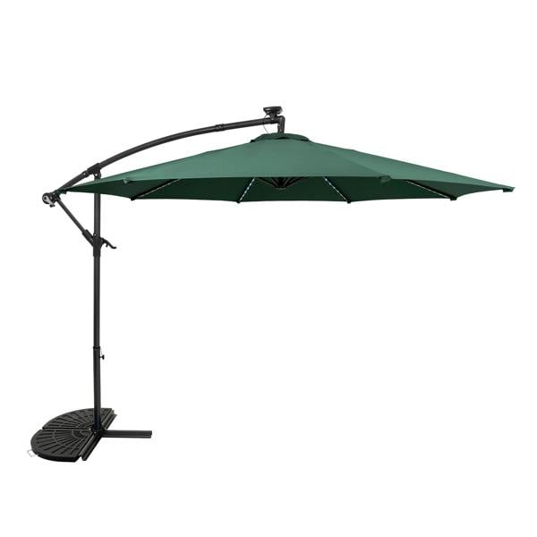 Jardi LED Cantilever Parasol 3m With Half Fan Base – Green