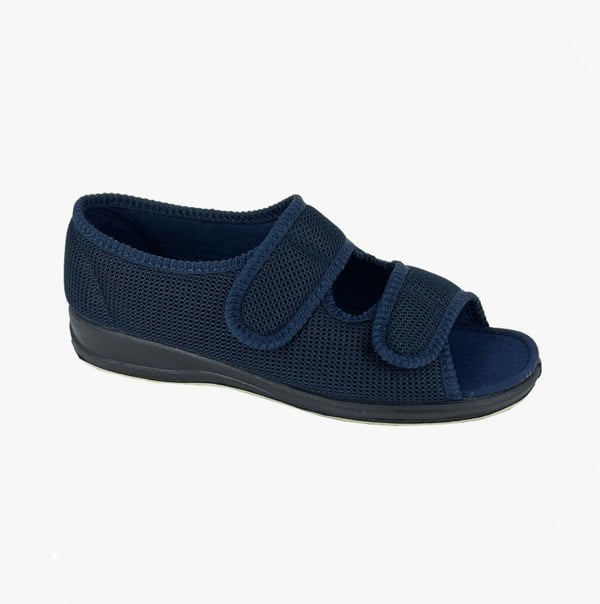 Sleepers BETTY Womens Touch Fasten/Velcro Slippers Navy Blue