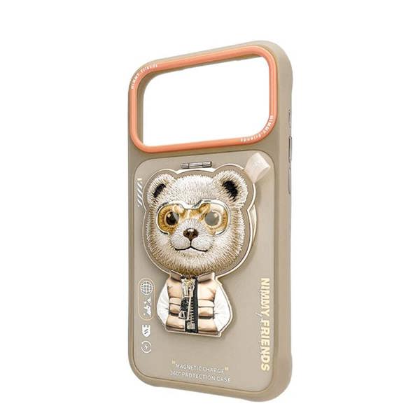 Nimmy Friends Nimmy Cool & Cute 2.0 Bear Case with MagSafe Stand for iPhone 17 Pro 6.3" Brown Orange - N-YJKM-CXZJZH-IP17-PRO-011-B