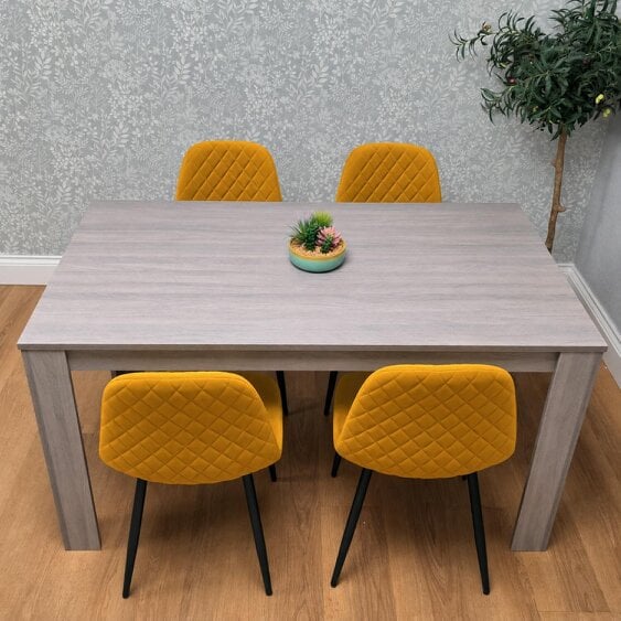 Kosy Koala Modern Rectangle Dining Table Set With 4 Mustard Gem Chairs Dining Room Furniture