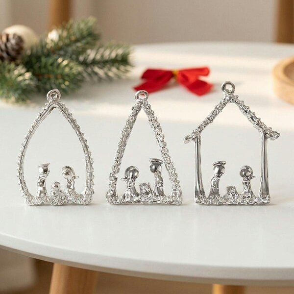Garden Greatness Glass Nativity Scene Hanging Decorations Set