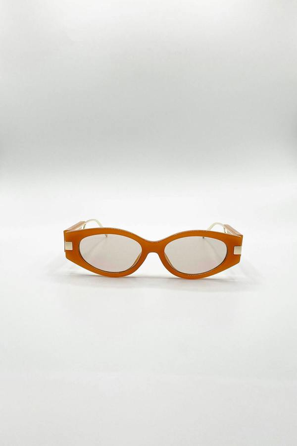 SVNX Oval Metal Detail Sunglasses In Orange