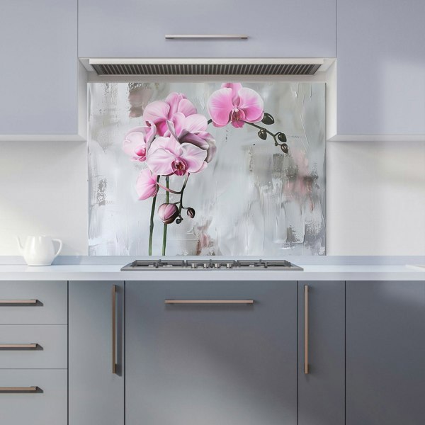 Warren Reed - Designer Pink Orchids Kitchen Splashback