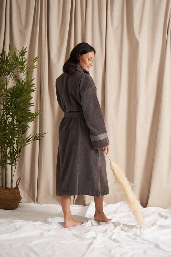Bamboo Towelling Robe in Smoke GreyHomeware