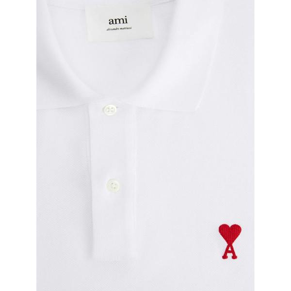 AMI Paris Ami De Coeur Polo Shirt   in  White