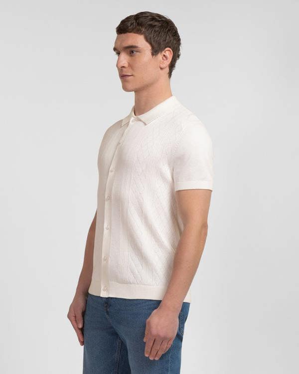 Steel & Jelly Bayswater - Embossed Stripe Knitted Short Sleeve Shirt