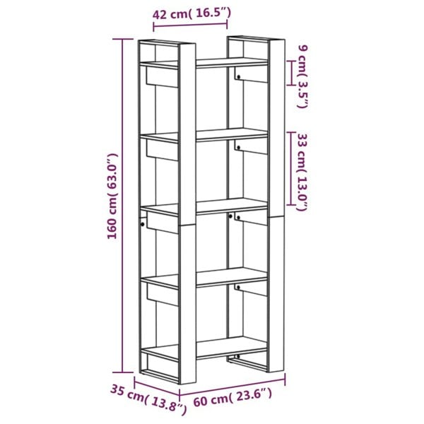 Berkfield Book Cabinet/Room Divider Honey Brown 60x35x160 cm Solid Wood
