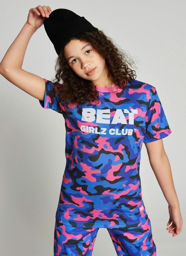 Beat Girlz Club Roller T-Shirt - Shocking Pink Camo