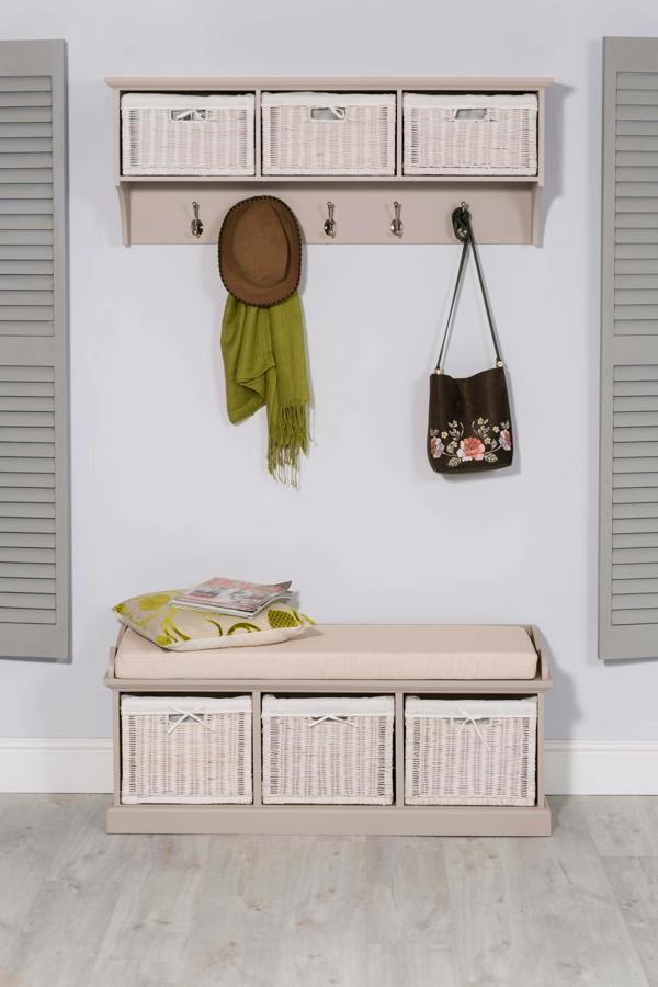 Statement Furniture Tetbury Large Hallway Set with Storage Baskets and Cushion Seat