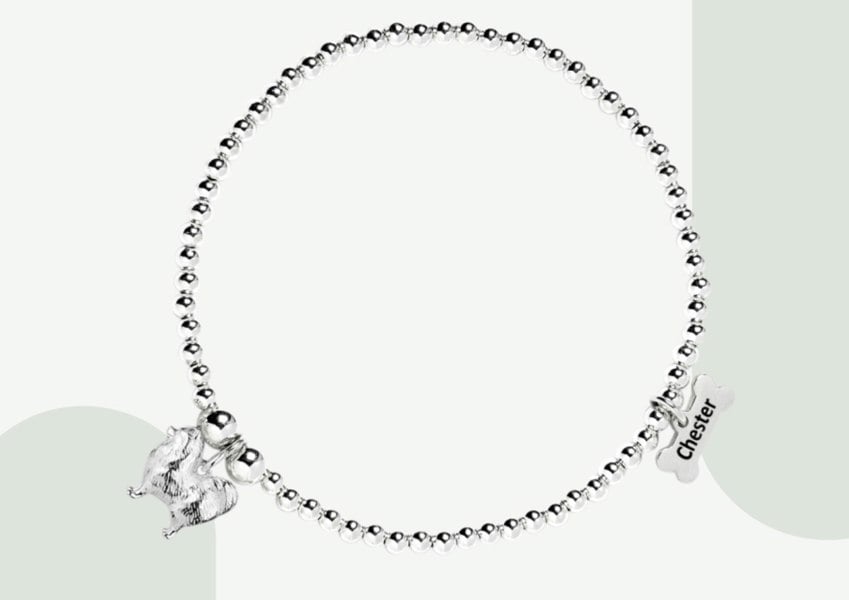 Pomeranian Silver Ball Bead Bracelet - Personalised - MYLEE London