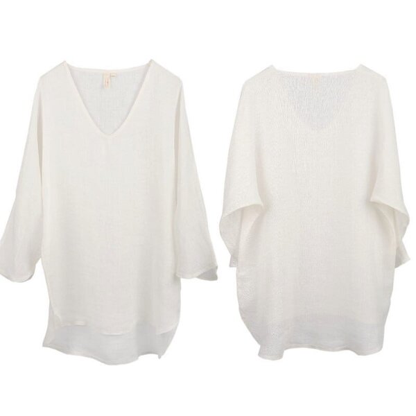 Cotton and Olive Turna Pure Linen Tunic --- - Off-white