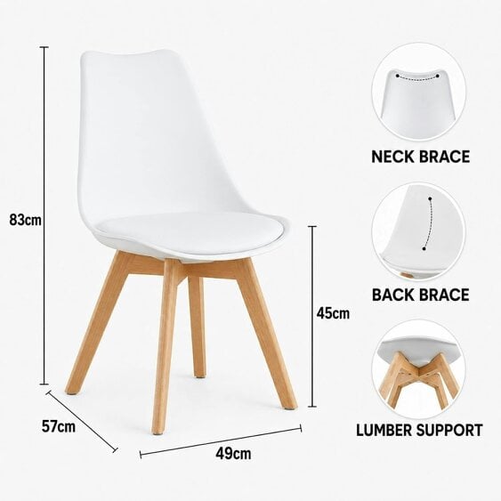 KOSY KOALA 4 Seater Modern Dining Table 140cm with Wood Effect Metal Leg and 4 White Chairs for Kitchen & Dining Room Furniture Set