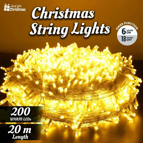 Just for Christmas String Lights Warm White LED Fairy Lights with Remote Controller 8 Modes, Timer, Battery Operated Indoor & Outdoor Xmas Lights