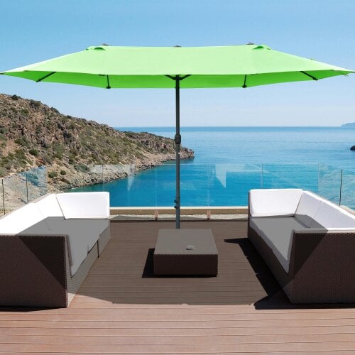 Outsunny 4.6M Garden Patio Umbrella Canopy Parasol Sun Shade w/o Base Green - Green - With Base