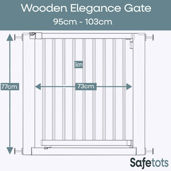 Bettacare Wooden Elegance Dog Gate, Natural, 95cm - 103cm, Pressure Fit Pet Gate, 73cm Extra Wide Doorway, Easy Installation